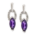 7mm Amethyst Drop Earrings in 10K White Gold with Diamonds (0.20 CT. T.W.)